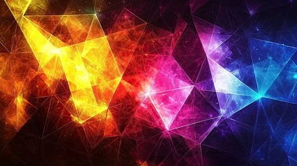 Abstract Geometric Galaxy Colorful Polygonal Nebula Background