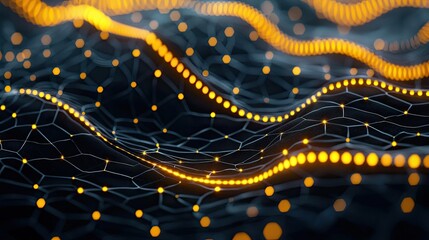 Abstract Network Mesh Gold Nodes Digital Connectivity Futuristic Technology Background