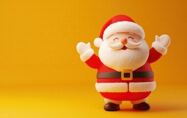 3D cute Santa on bright yellow background