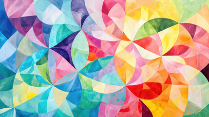 Vibrant Rainbow Geometric Abstract Art Painting