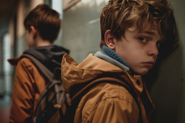 Fototapeta premium Generative AI Visual Depiction of Teenage School Bullying and Its Emotional Impact
