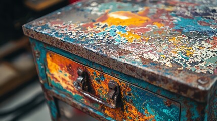 Vintage Toolbox with Durable Die Cut Sticker in Industrial Setting for Design Inspiration