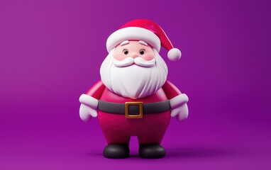 3D cute Santa on bright purple background