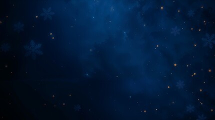 Navy christmas background with snowflakes and gold sequins