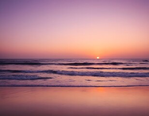 Obraz premium Romantic Sunset Over Ocean with Silhouetted Beach Scene , Tranquil and Serene for Love-Themed Designs