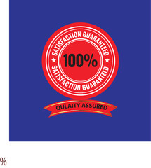 100% Satisfaction Guarantee Badge, Rubber Seal and Stamp for Customer Assurance Badge Vector Illustration