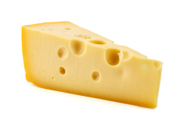 Maasdam cheese, isolated on white background.