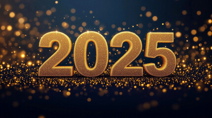 2025 Happy New Year text design. The beautiful New Year 2025 golden number design.