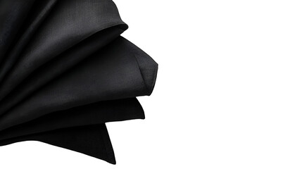 Elegant Black Fabric Draped, Folded, Textured, Smooth, Soft, Luxurious, Dark, Refined, Fashion, Styl