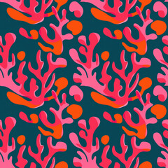 Seamless coral abstract pattern background in vibrant colors for design projects and copy space