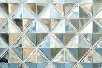 Glass tile pattern, triangular, reflective, textured.
