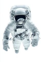 A minimalistic image of an astronaut floating in space, with Earth visible in the helmet's reflection