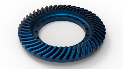3D rendering - blue helical gear