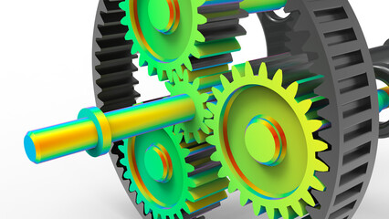 3D rendering - epicycle gear FEA study 