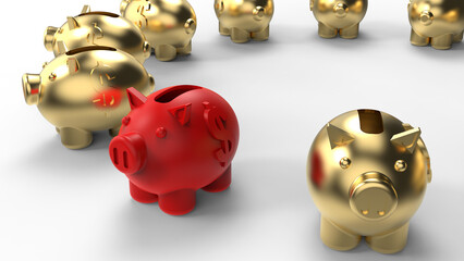 3D rendering - piggy bank target within a pattern