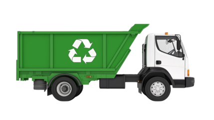 green recycle truck isolated on white