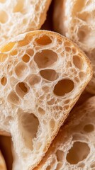 Close-up of cut bread, macro photo