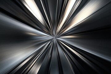 Abstract metallic radiating lines converging at the center, creating a dynamic and futuristic visual.