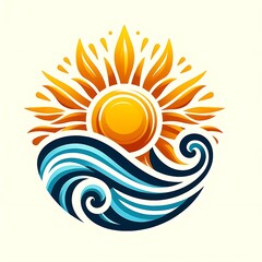 Sun Wave Logo Icon Vector Illustration