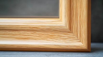 Light brown wood frame corner detail, textured grain.