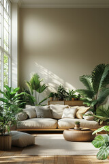 modern living room with lots of plants
