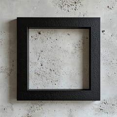 Black square frame on textured gray wall.