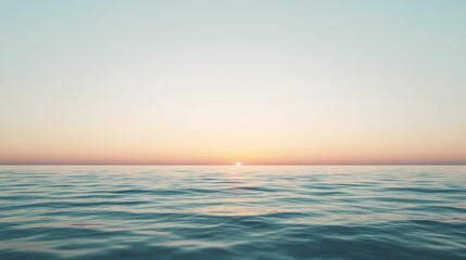 Fototapeta premium Serene ocean sunset; calm water, pastel sky.