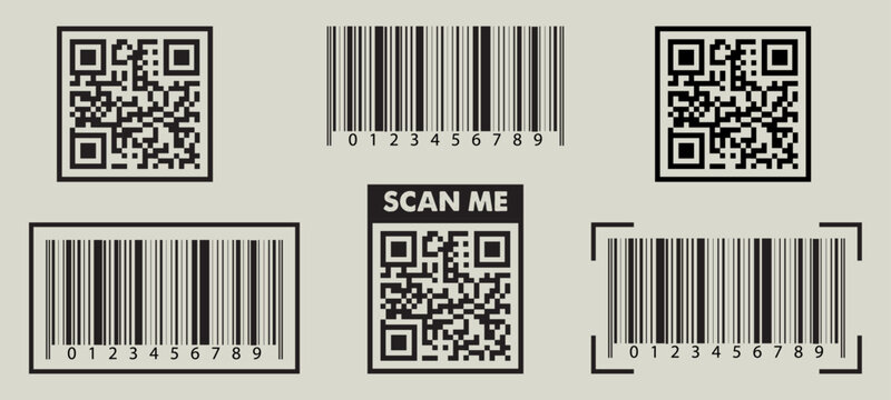 Barcode QR code icon scanner binary icons set busiess digital price tag sell scaning shop web design sticker market black flat design