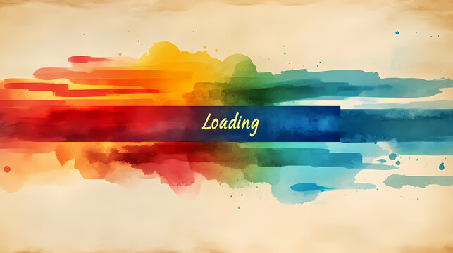 Colorful watercolor progress bar symbolizes waiting with vibrant hues and artistic flair