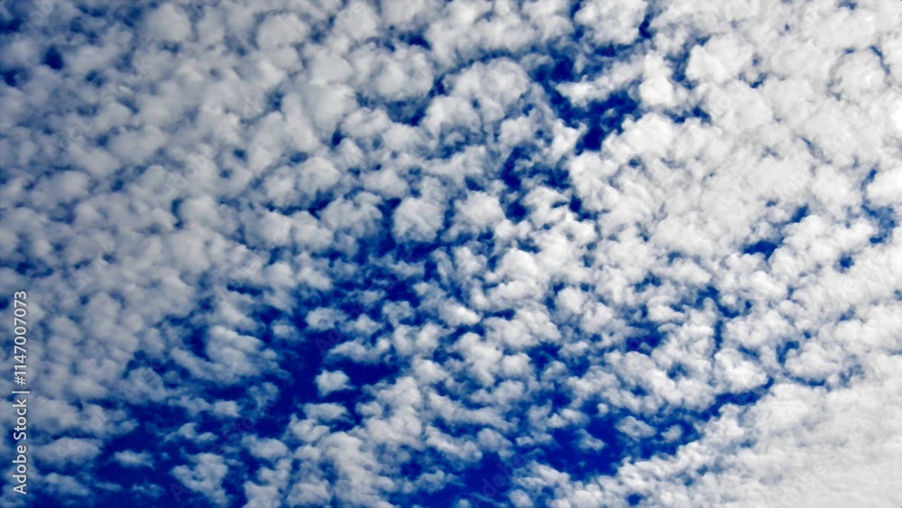 Aufkleber blue sky and white altocumulus clouds - abstract background with natural patterns of clouds. topics: