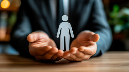 Hands holding a human figure cutout
