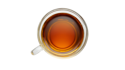 Overhead View of Amber Tea in Clear Glass Cup