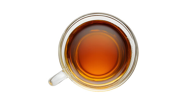 Overhead View of Amber Tea in Clear Glass Cup