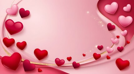 Obraz premium red hearts design on a pink wall ,valentine day