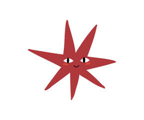 Cute star with emotions drawn in flat style. Hand drawn vector illustration.