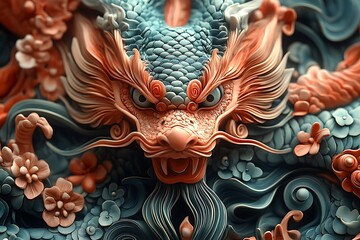 Obraz premium Majestic Statue of a Dragon.