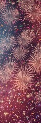Fototapeta premium A festive background featuring fireworks, confetti, and streamers in vibrant colors, perfect for party invitations.