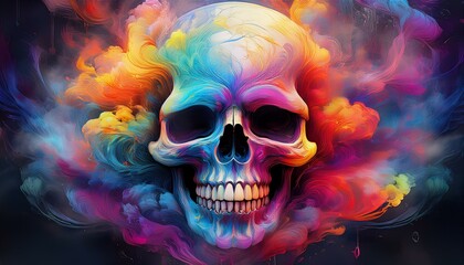 Fototapeta premium human skull in the dark