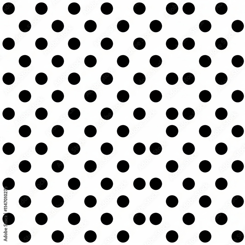 Fototapete Pattern of evenly spaced black dots on a white background creating a striking visual effect in a simple design. Generative AI