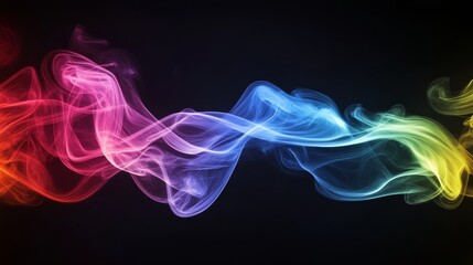 A vibrant swirl of colorful smoke against a dark background, creating an abstract visual effect.