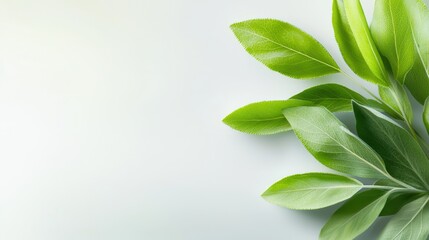 Fototapeta premium A bunch of fresh green leaves on a white background