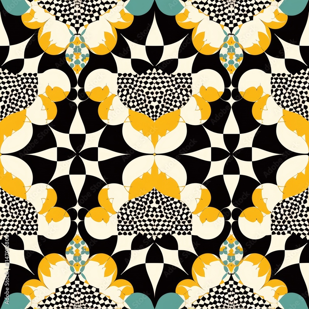 Poster colorful abstract geometric pattern with intricate symmetrical design
