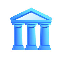 Obraz premium Blue icon of Bank isolated on a transparent background Minimalist flat icon, vector logo style sign clipart on a no background png