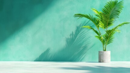 A potted plant sitting on top of a table next to a wall