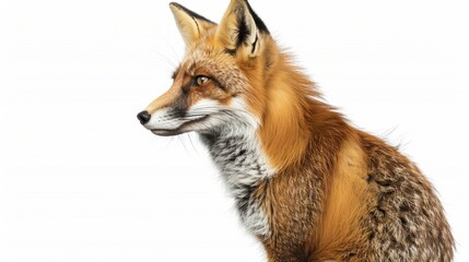 Fototapeta premium Side Profile of a Red Fox in Pristine White Background