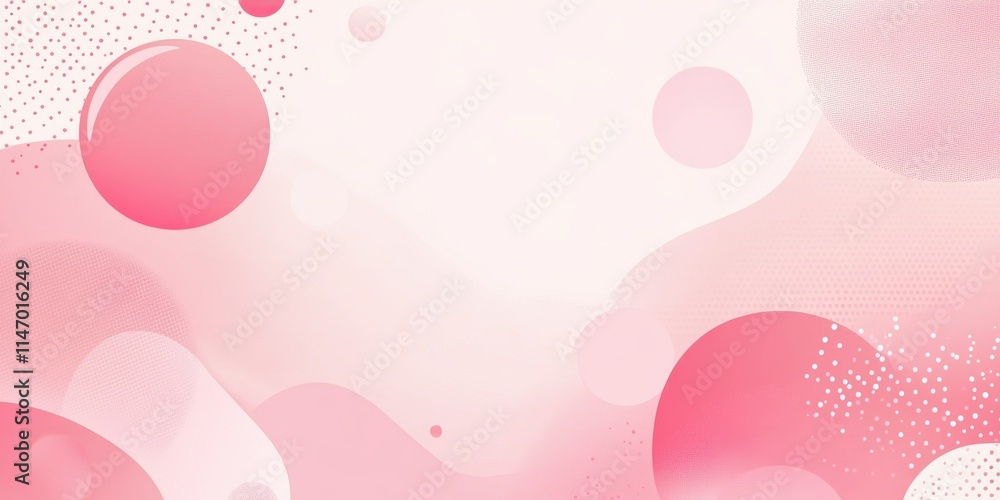 Poster pink background with geometric shapes and gradient effect white central space for text generative ai
