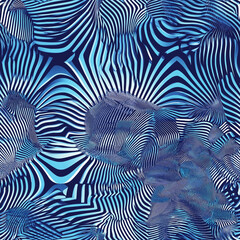Optical illusion mesh abstract pattern. Blue and white color tones. Seamless background tile