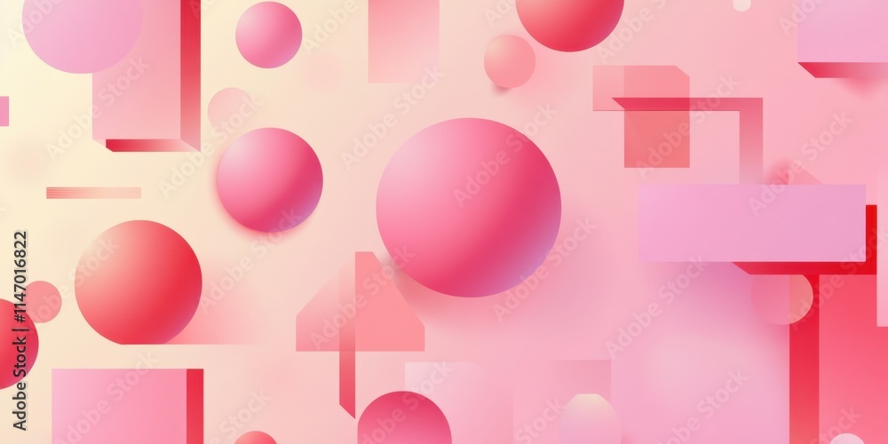 Poster pink background with geometric shapes and soft lighting generative ai