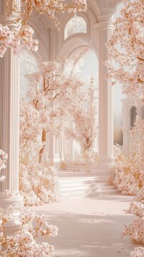Cherry Blossom Wonderland in a Majestic Palace - Made with Generative AI