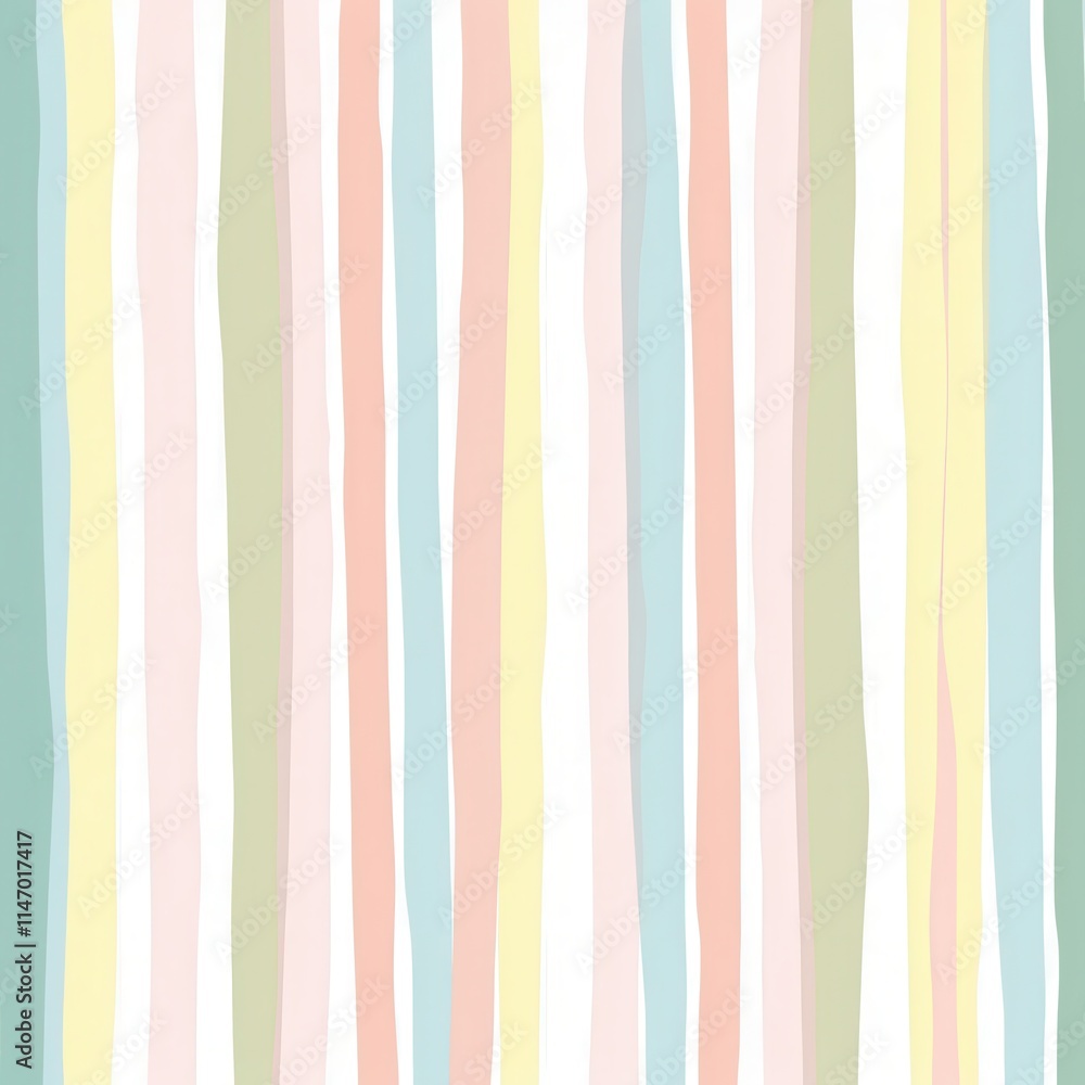 Poster Colorful vertical stripes pattern with pastel shades creating a soft, modern background for various design uses. Generative AI